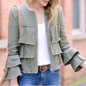 INC, Tiered Ruffle 100% Linen
Jacket,Gray,Full-Zip,Excellent Conditio,Size Small